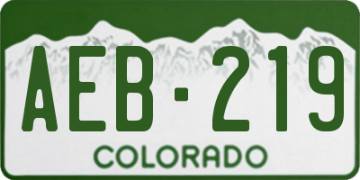 CO license plate AEB219
