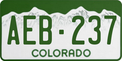 CO license plate AEB237