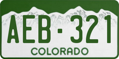 CO license plate AEB321