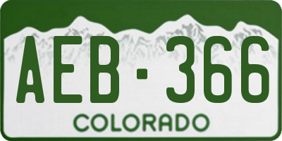 CO license plate AEB366
