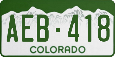 CO license plate AEB418