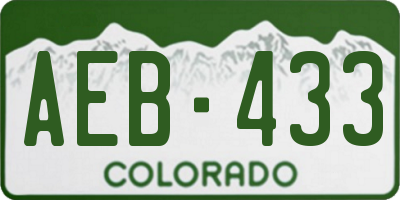 CO license plate AEB433