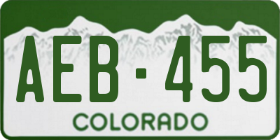 CO license plate AEB455