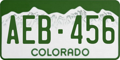 CO license plate AEB456
