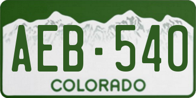 CO license plate AEB540