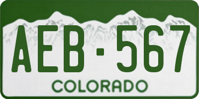 CO license plate AEB567