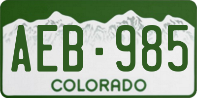 CO license plate AEB985