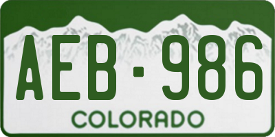 CO license plate AEB986