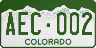 CO license plate AEC002
