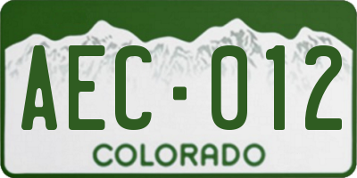 CO license plate AEC012