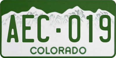 CO license plate AEC019