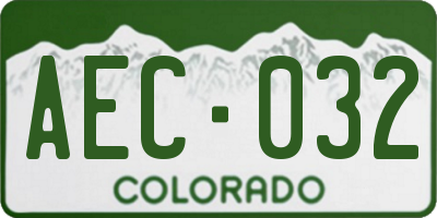 CO license plate AEC032