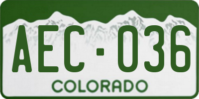 CO license plate AEC036