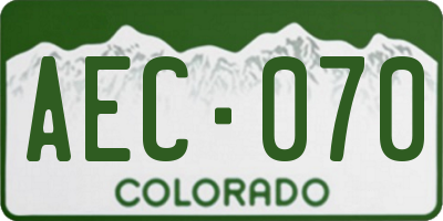 CO license plate AEC070