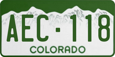 CO license plate AEC118