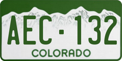 CO license plate AEC132
