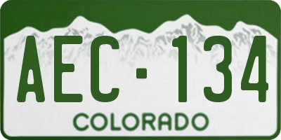 CO license plate AEC134