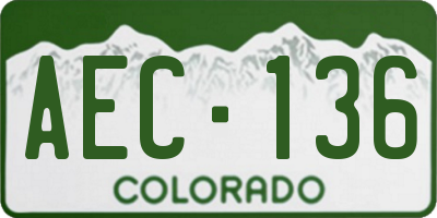 CO license plate AEC136