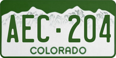 CO license plate AEC204