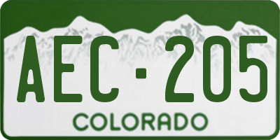 CO license plate AEC205