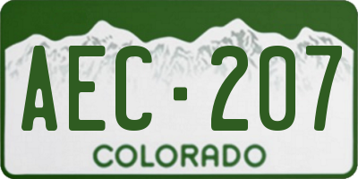 CO license plate AEC207