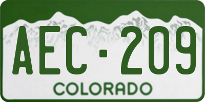 CO license plate AEC209