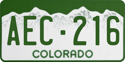 CO license plate AEC216