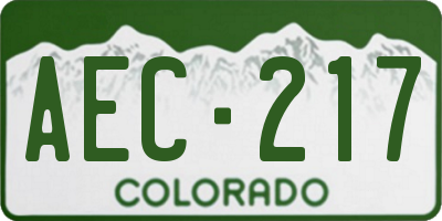 CO license plate AEC217