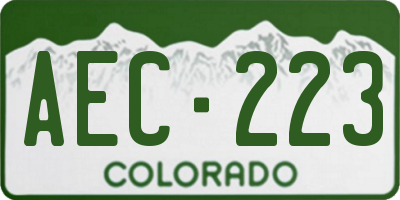 CO license plate AEC223