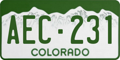 CO license plate AEC231