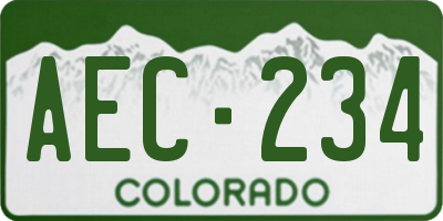 CO license plate AEC234