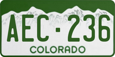 CO license plate AEC236
