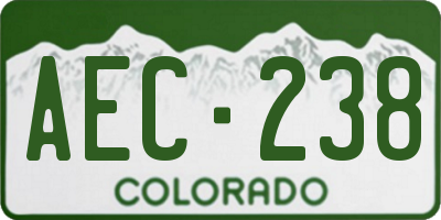 CO license plate AEC238