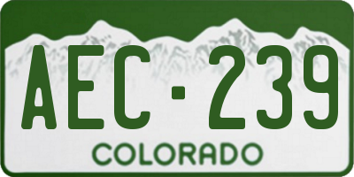 CO license plate AEC239