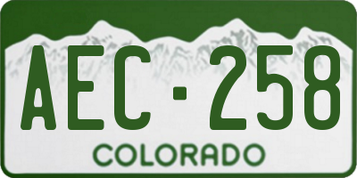CO license plate AEC258