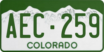 CO license plate AEC259
