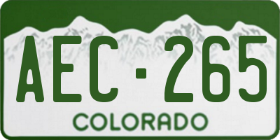 CO license plate AEC265