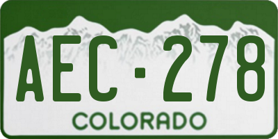 CO license plate AEC278