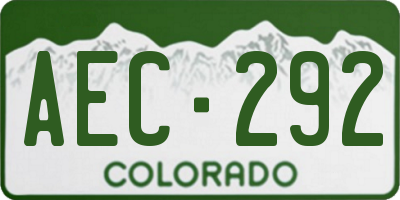 CO license plate AEC292
