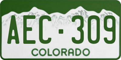 CO license plate AEC309