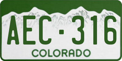 CO license plate AEC316