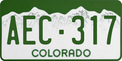 CO license plate AEC317