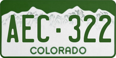CO license plate AEC322