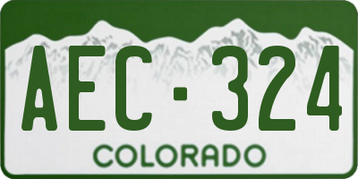CO license plate AEC324