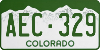 CO license plate AEC329
