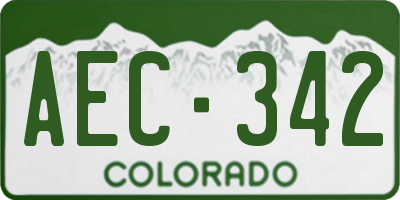 CO license plate AEC342
