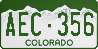 CO license plate AEC356