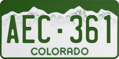 CO license plate AEC361