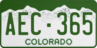 CO license plate AEC365
