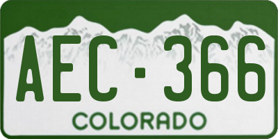 CO license plate AEC366